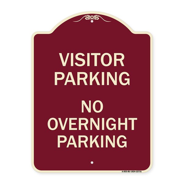 Visitor Parking No Overnight Parking Heavy-Gauge Aluminum Sign, 24" x 18", BU-1824-22731
